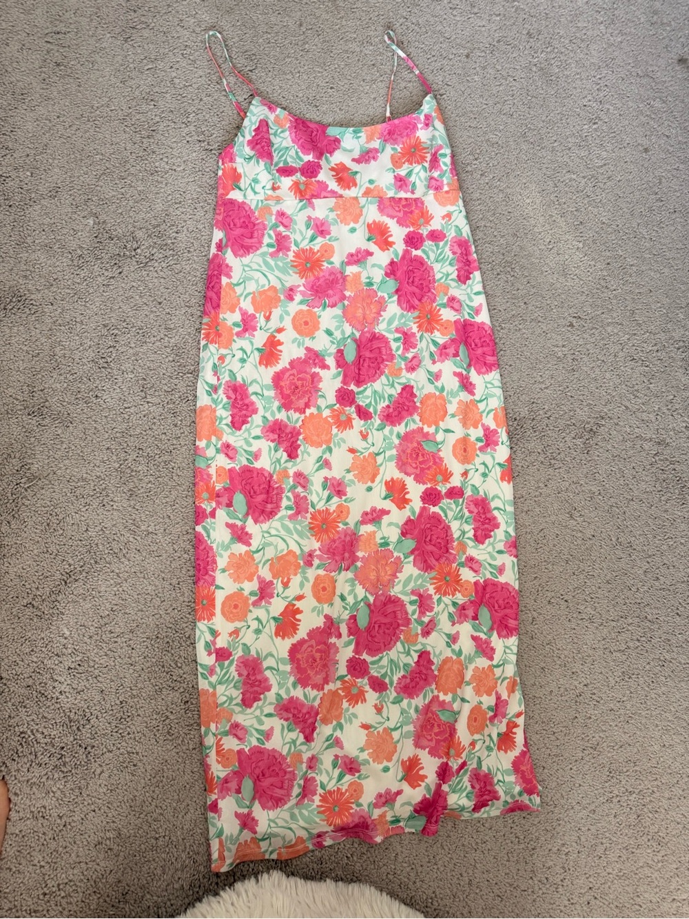 Wayf Floral Maxi Dress in Pink, Orange & Cream